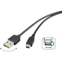 Renkforce USB 2.0 A/Mini-B csatlakozókábel 1,8 m, megfordítható dugóval