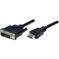 Manhattan HDMI / DVI átalakító kábel, 1x HDMI dugó - 1x DVI dugó 24+1 pólusú, 1,8 m, Manhattan