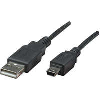 Manhattan USB 2.0 kábel [1x USB 2.0 dugó A - 1x USB 2.0 mini dugó B] 1.80 m fekete Manhattan 756617
