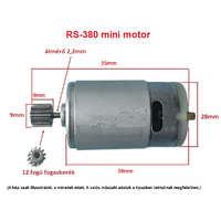 RS-380 EGYENÁRAMÚ 12T FOGASKERÉKKEL SZERELT RS380 MINI MOTOR, DC 6V / 5600 FORDULAT, gyerek elektromos autó jármű alkatrész kormány motor