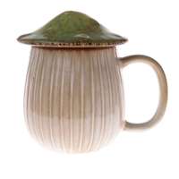 4-Home Gomba kerámia bögre fedővel, 550 ml, zöld