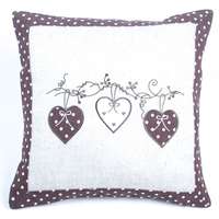 4-Home Szívecske párnahuzat, pöttyös, barna, 40 x 40 cm
