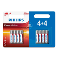 Philips Philips AAA 1,5 V Power Alkaline elem, 4 + 4 db