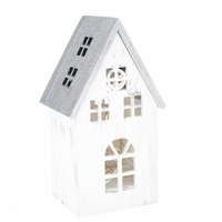 4-Home Karácsonyi fa LED dekoráció Világítóház vintage fehér, 11,7 x 21,2 x 9,7 cm