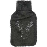 4-Home Reindeer termofor palack gyapjú hatású huzattal szürke, 33 x 19 cm