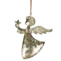 Autronic Függő karácsonyi dekoráció Angyal 2 db, fém, arany, 16 x 1 x 13 cm