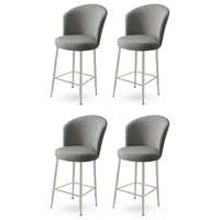 Hanah Home Fora Grey and Chrome bárszék szett, 4 db, szürke, 4 db