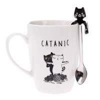 4-Home Catanic porcelán bögre fém kanállal,320 ml