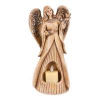 Autronic Áhítetteljes dekoráció Angyal 25 cm, LED gyertya,polirezín