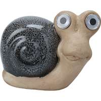 4-Home Csiga napelemes kerti dekoráció, porcelán, 11 x 6,6 x 13,5 cm, szürke
