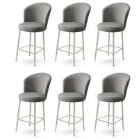 Hanah Home Fora Grey and Chrome bárszék szett, 6 db, szürke, 6 db