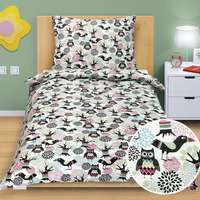 Bellatex Bellatex Junior Bagoly és madár gyermek pamut ágyneműhuzat, 140 x 200 cm, 70 x 90 cm