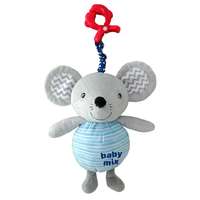 Baby Mix Baby Mix Egér gyerek plüss zenélő játék csipesszel, 24 cm