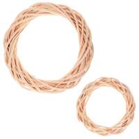 Autronic 2 db fonott koszorú készlet, sárga, 30 és 20 cmátmérővel