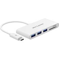 AlzaPower AlzaPower USB-C (M) to 3× USB-A 3.0 (F) USB hub + Card Reader - fehér