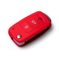 Escape6 Védő szilikon kulcstartó tok VW/Seat/Skoda járművekhez, piros színű, kilökődő kulccsal
