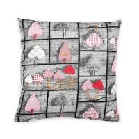 BELLATEX Bellatex krepp párnahuzat, 40×40 cm, szürke-piros szív