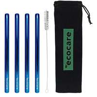 Ecocare Ecocare Maxi Környezetbarát fém szívószál, kék, 21,5×1,2 cm, 4 db