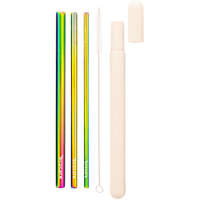 Ecocare ECOCARE Környezetbarát fém szívószál készlet Rainbow 3 db