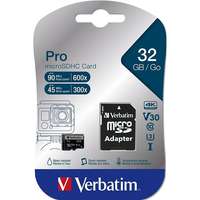 Verbatim VERBATIM Pro microSDHC 32GB UHS-I V30 U3 + SD adapter