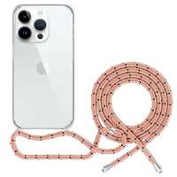 SPELLO Spello Crossbody iPhone 15 Pro Max átlátszó tok, rózsaszín pánt