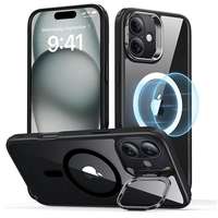 ESR ESR Classic Hybrid Case with Stash Stand (HaloLock), Compatible with iPhone 16, Clear Black tok