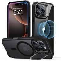 ESR ESR Classic Hybrid Case with Stash Stand (HaloLock), Compatible with iPhone 16 Pro Max, Clear Black tok