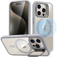ESR ESR Classic Hybrid Case with Stash Stand (HaloLock), Compatible with iPhone 15 Pro Clear Grey tok