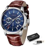 LIGE LIGE férfi karóra 9866-7 - kék/barna + ajándék