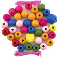 Teddies Teddies fából készült gyöngyök színes MAXI gumipántokkal 106 darab