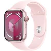 Apple Apple Watch Series 9 45mm Cellular - rózsaszín alumínium tok, világos rózsaszín sport szíj, S/M