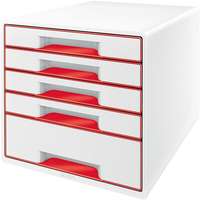 Leitz LEITZ WOW CUBE, 5 fiókos, fehér-piros