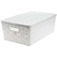 MEGAPLAST Mega Plast MONAKO XL + fedő, 14,5 × 40,3 × 27cm, fehér