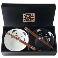 MADE IN JAPAN Made In Japan Cat Face Design Tálkészlet pálcikákkal, 400 ml, 2 db