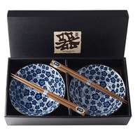 MADE IN JAPAN Made In Japan Blue Plum Design Tálkészlet pálcikákkal, 400 ml, 2 db