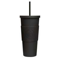 Neon Kactus Neon Kactus ivópohár szívószállal, 625 ml, fekete