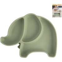 ORION Orion Osztott gyerek tányér, szilikon, elefánt alak, zöld, 23×18 cm