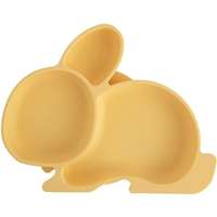ORION Orion Osztott gyerek tányér, szilikon, nyuszi alak, sárga, 23×18 cm