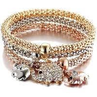 Silver Star Silver Star rugalmas karkötő sebészeti acélból, 3 db elefánt