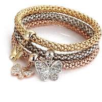 Silver Star Silver Star rugalmas karkötő sebészeti acélból, 3 db pillangó