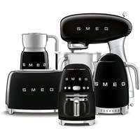 Smeg SMEG 50's Retro Style 4,8 l konyhai robotgép fekete, rozsdamentes acél talppal + Filteres kávéfőző + Vízforraló