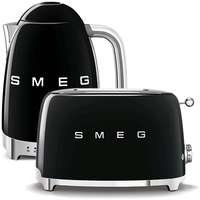 Smeg SMEG 50's Retro Style 1,7l vízforraló LED kijelző fekete + SMEG 50's Retro Style 2x2 kenyérpirító 950W fekete