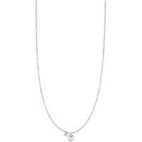 LUCA BARRA LUCA BARRA Acél nyaklánc, szív, kristály és rózsaszín zománcos kő