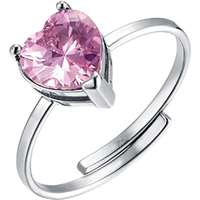 LUCA BARRA LUCA BARRA Acél gyűrű, szív alakú rózsaszín kristály