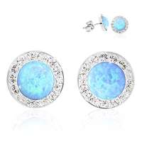 JSB Bijoux JSB Bijoux sötétkék opál Swarovski® kristály kövekkel díszítve (Ag, 925/1000; 1,44 g, kerek, kék)