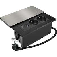 Solight Solight Beépíthető aljzatblokk, tolófedéllel, 2 aljzat, HDMI, USB A+C 20 W PD, 2 m, ezüst