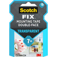 3M 3M™ Scotch® kétoldalas beltéri szerelőszalag, átlátszó, 19 mm × 1,5 m