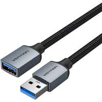 Vention Vention Cotton Braided USB 3.0 Type A Male to Female Extension Cable Alu. Alloy Type, 1 m, szürke