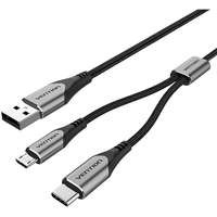 Vention Vention USB 2.0 to USB-C & Micro USB Y-Splitter Cable 0.5m Gray Aluminum Alloy Type