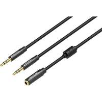 Vention Vention 2x 3.5mm (M) to 4-Pole 3.5mm (F) Stereo Splitter Cable 0.3m Black Metal Type